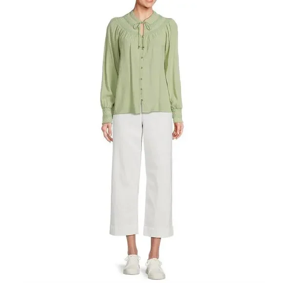 Nurture by west bound Citrus Green Long Sleeve Blouse 1X - Picture 3 of 6